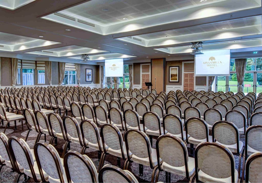 Kingsmills Suite set for a conference for 500 delegates in a theatre layout